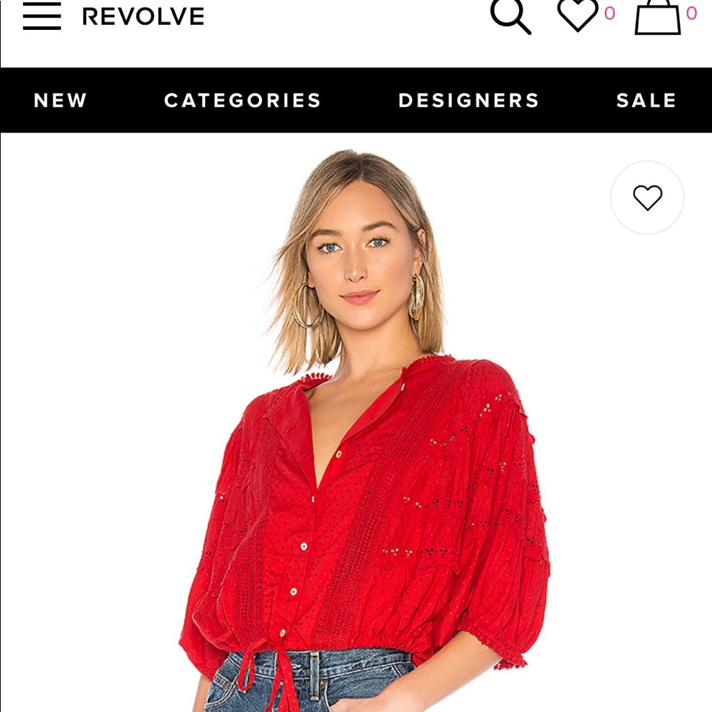 NWT Tularosa Red Embroidered Blouse